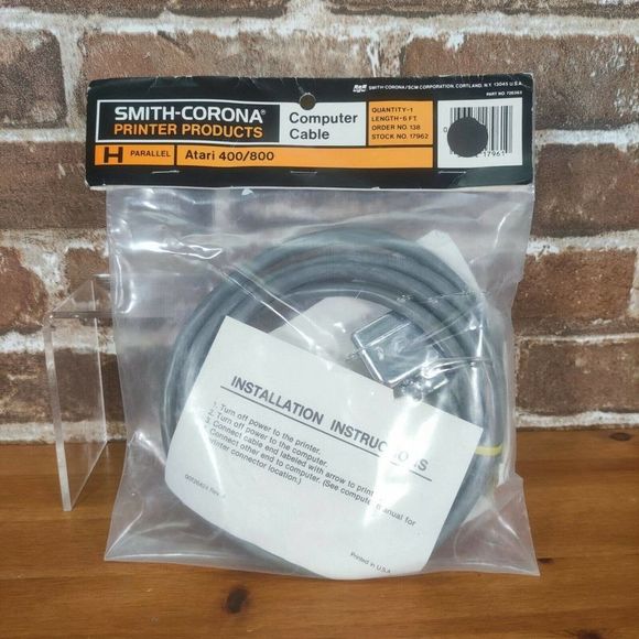 Vintage NOS ATARI 400/800 Parallel 6 Ft Computer Cable Smith-Corona - Picture 1 of 2